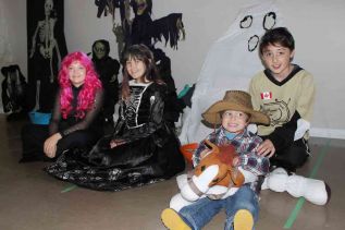 Sophia Antoine, Alexis Saccary, Gavin Hunter and Jacob Tisdale were enjoying the festivities at the S & A Club in Harrowsmith Saturday.